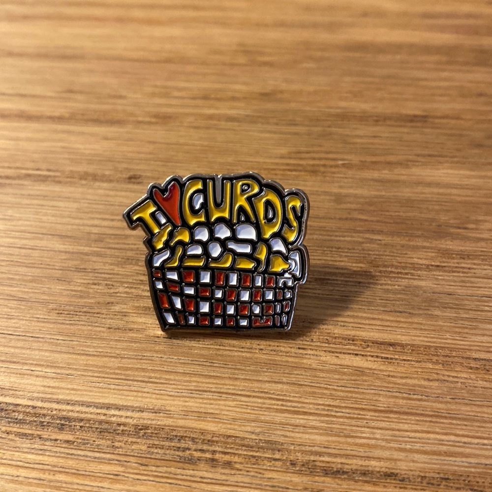 I love curds lapel pin